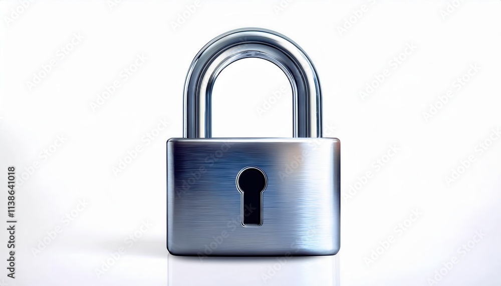 Close-Up of a Modern Metallic Padlock with Keyhole. Concept of Security, Protection, Safety, Privacy, and Access Control Solutions for Homes, Offices, and Industrial Applications Close-Up of a Modern Metallic Padlock with Keyhole. Concept of Security, Protection, Safety, Privacy, and Access Control Solutions for Homes, Offices, and Industrial Applications
