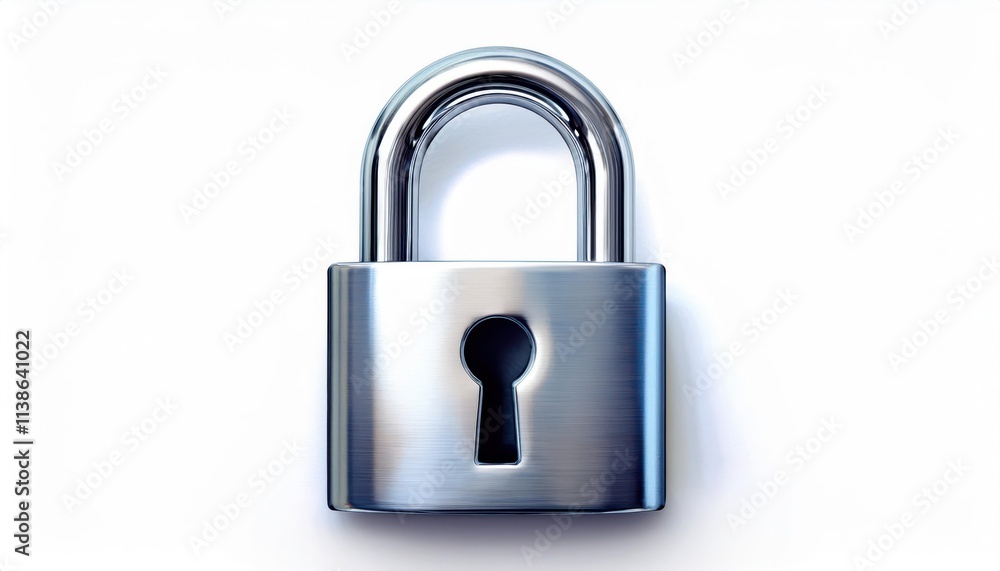 Close-Up of a Modern Metallic Padlock with Keyhole. Concept of Security, Protection, Safety, Privacy, and Access Control Solutions for Homes, Offices, and Industrial Applications Close-Up of a Modern Metallic Padlock with Keyhole. Concept of Security, Protection, Safety, Privacy, and Access Control Solutions for Homes, Offices, and Industrial Applications