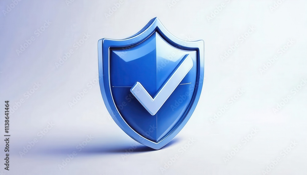 3D Blue Shield Icon with White Checkmark Symbol Representing Security, Safety, Trust, Verification, and Protection for Digital Platforms, Data Privacy, Secure Systems, or Online Services Use 3D Blue Shield Icon with White Checkmark Symbol Representing Security, Safety, Trust, Verification, and Protection for Digital Platforms, Data Privacy, Secure Systems, or Online Services Use