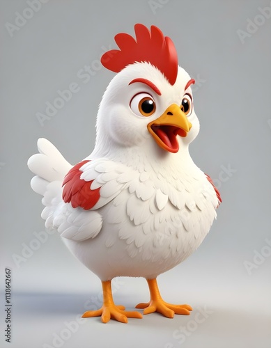 3D Cartoon Chicken Character Illustration