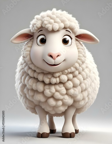 Cute Cartoon Sheep Character photo