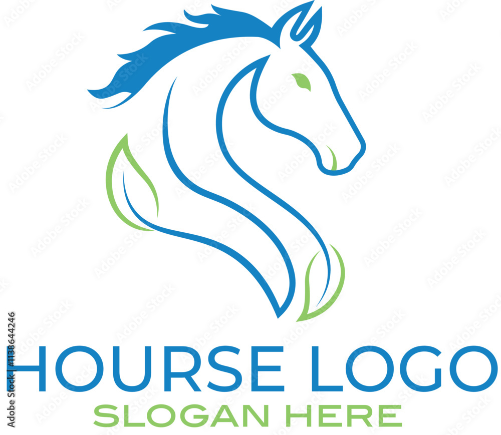 Horse Head with leaves Logo Vector, Horse Vector Illustration Horse Head with leaves Logo Vector, Horse Vector Illustration