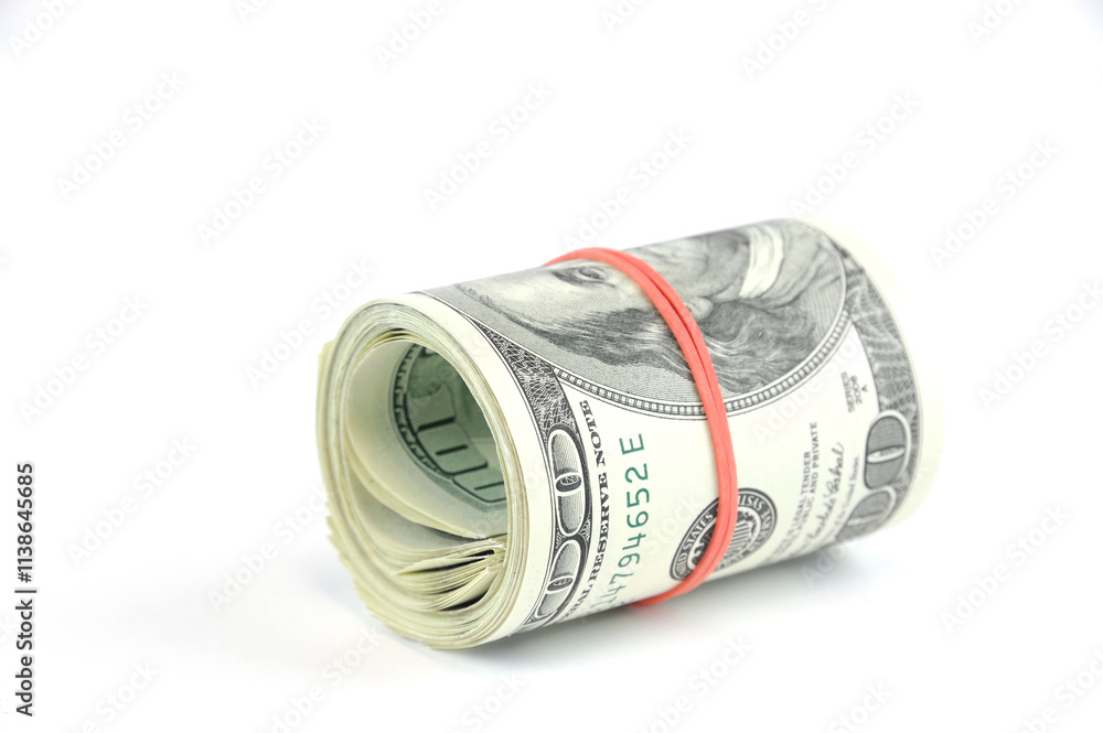 us dollar rolled and tied with rubber band us dollar rolled and tied with rubber band
