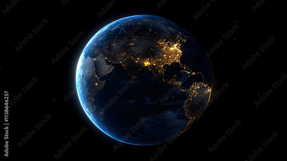A stunning view of Earth from space at night, showcasing illuminated city lights across continents and a glowing atmosphere. . A stunning view of Earth from space at night, showcasing illuminated city lights across continents and a glowing atmosphere. .