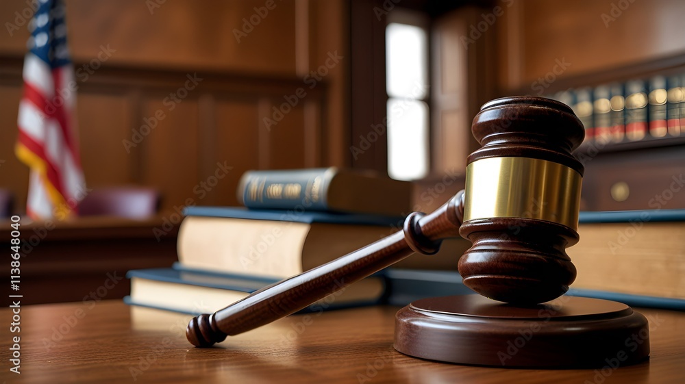 Wooden Judge's Gavel Resting on a Table Symbolizing Law, Justice, and Legal Authority Wooden Judge's Gavel Resting on a Table Symbolizing Law, Justice, and Legal Authority