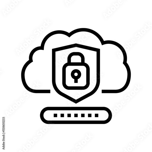 security lock cloud computing line icon vector. security lock cloud computing sign. isolated contour symbol black illustration