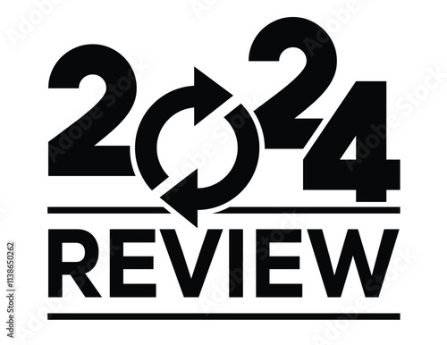 2024 year review isolated on white background. Creative design.	