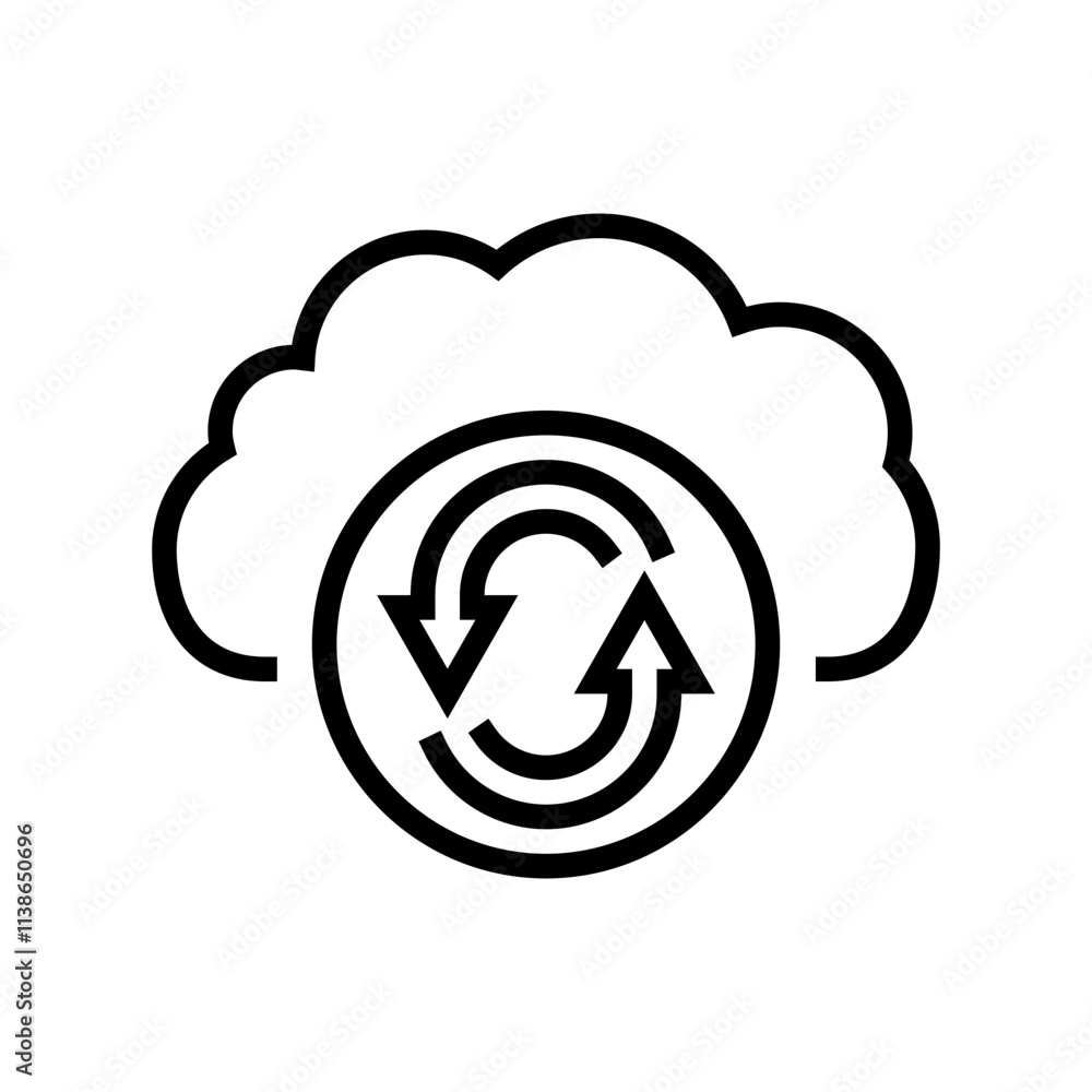 data synchronization cloud computing line icon vector. data synchronization cloud computing sign. isolated contour symbol black illustration data synchronization cloud computing line icon vector. data synchronization cloud computing sign. isolated contour symbol black illustration