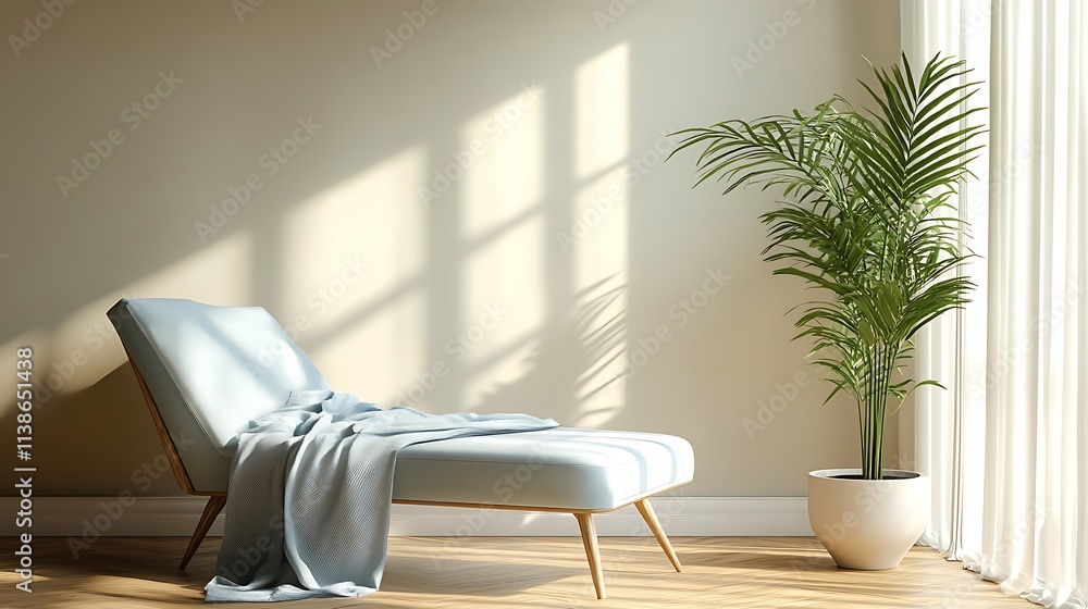 Fototapeta premium Beautiful Modern Living room Interior with furniture's ,mockup frame , posters, wall -3d Rendering