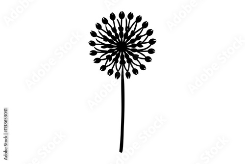 Elegant Line Silhouette Drawing of Allium Flowers Minimalist Botanical Art