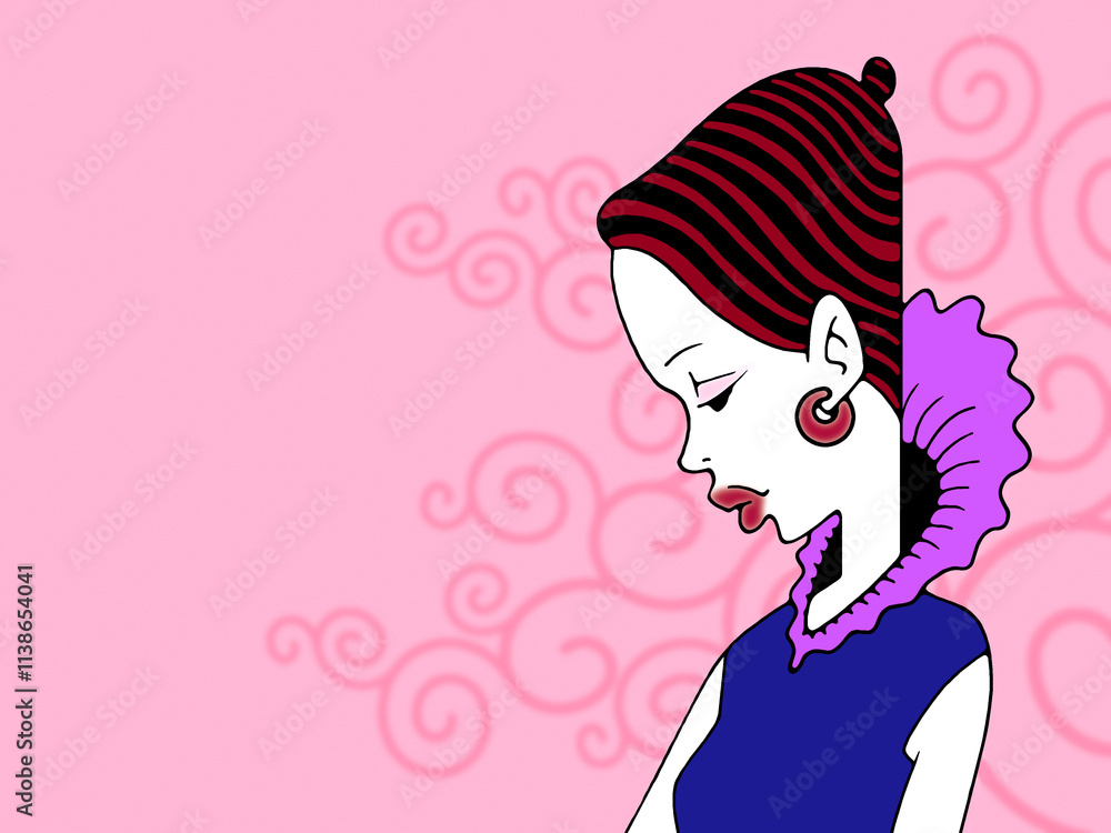Illustration of a modern woman with decorated background Illustration of a modern woman with decorated background