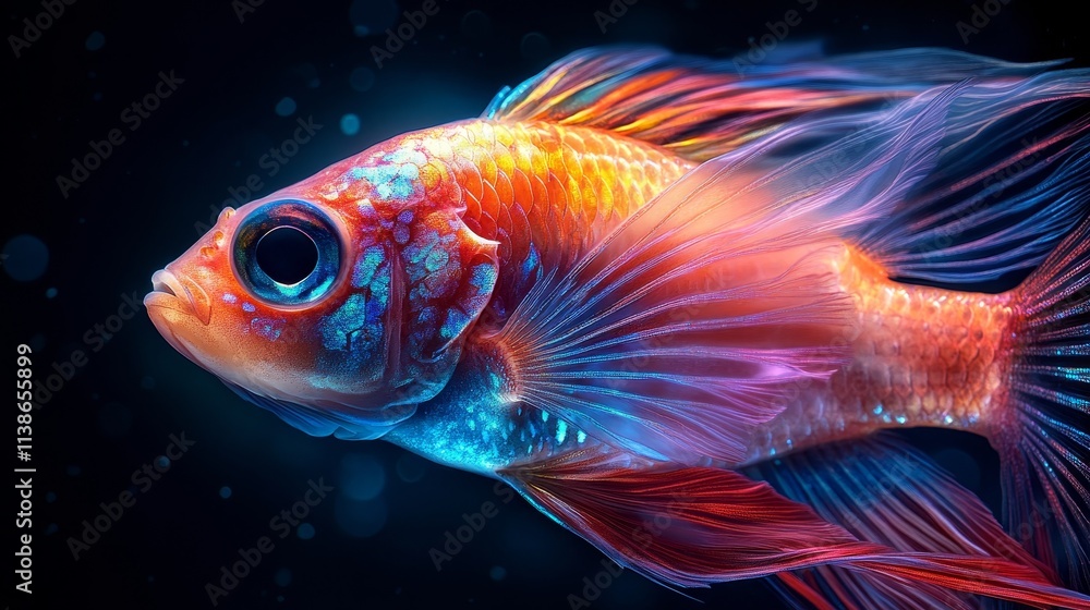 Vivid fish transform a face dreamily, Generative AI Vivid fish transform a face dreamily, Generative AI