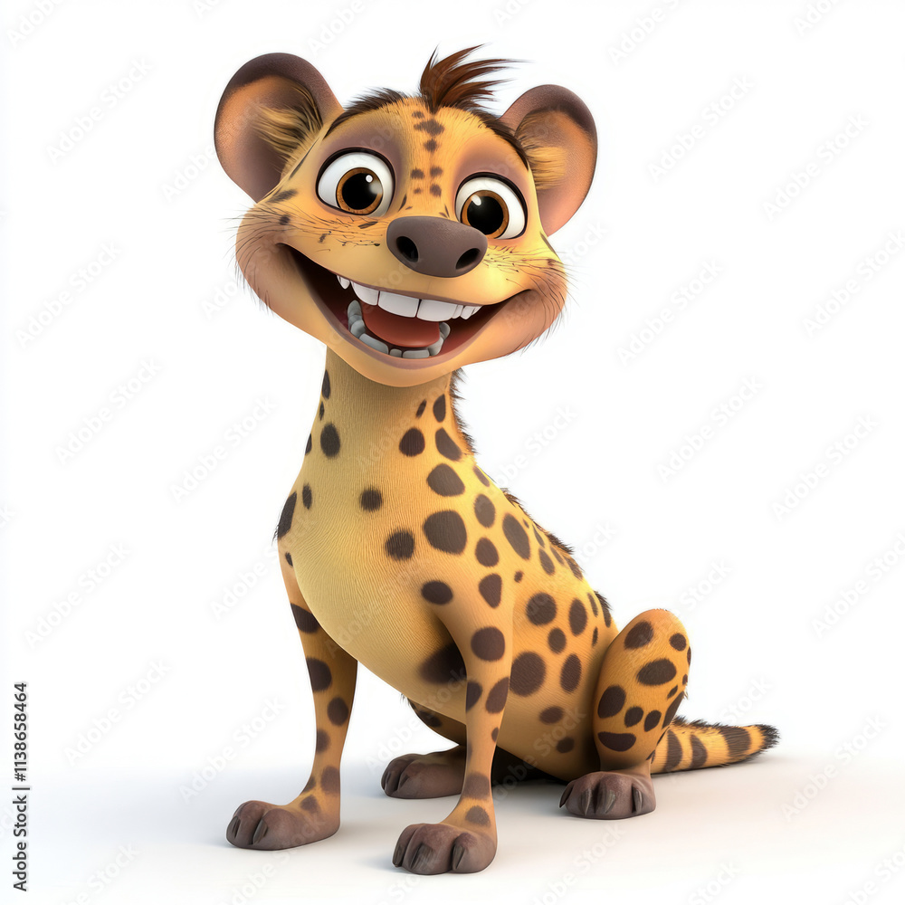 happy smiling hyena character, white background happy smiling hyena character, white background