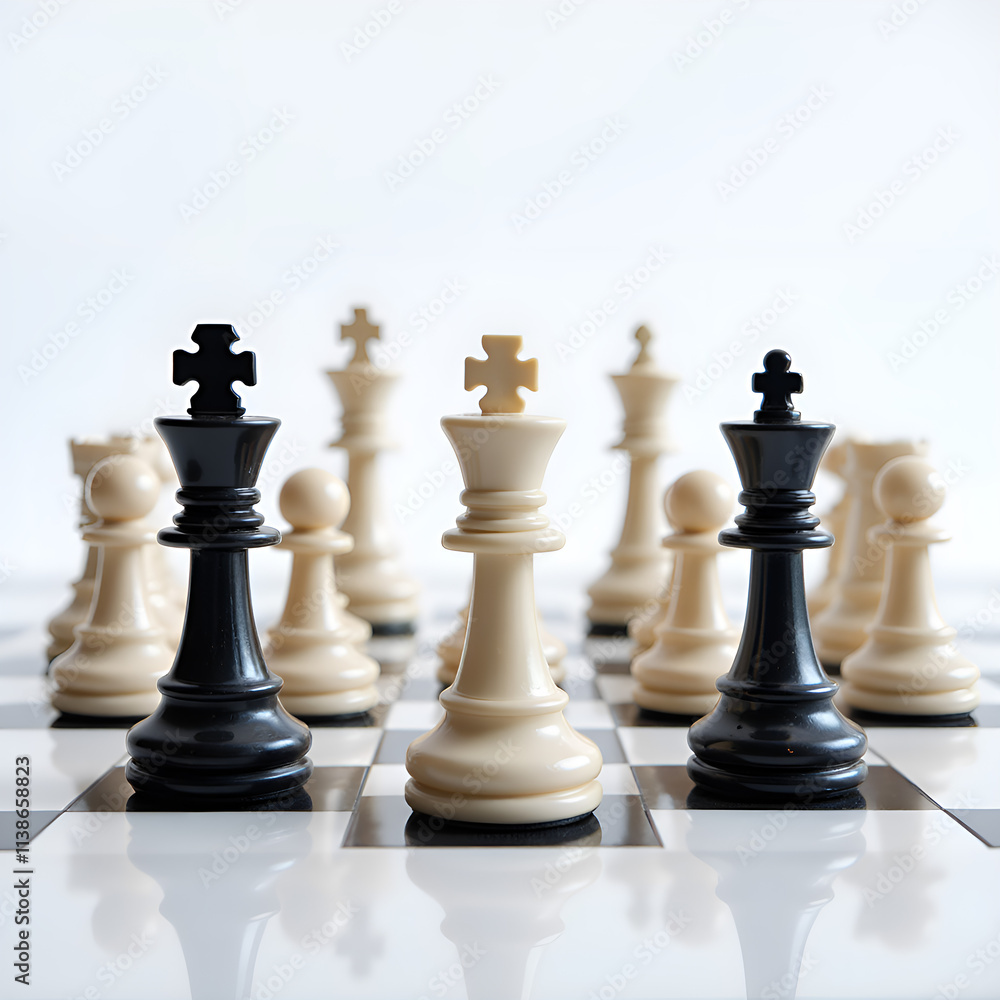 Clash of kings a close up of a dynamic chess game in motion with detailed pieces, photograph of still life concept. Clash of kings a close up of a dynamic chess game in motion with detailed pieces, photograph of still life concept.