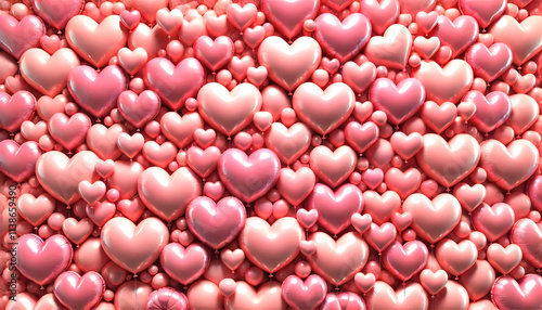 Festive Valentine’s Day background with light pink hearts