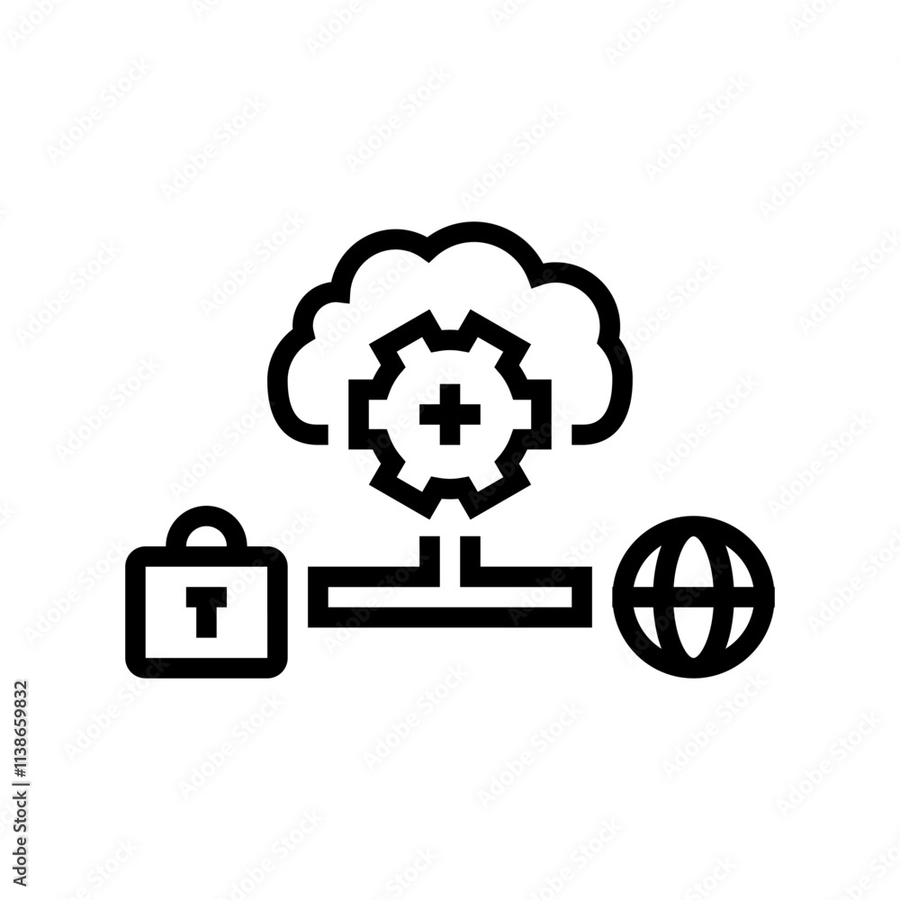 hybrid cloud computing line icon vector. hybrid cloud computing sign. isolated contour symbol black illustration hybrid cloud computing line icon vector. hybrid cloud computing sign. isolated contour symbol black illustration