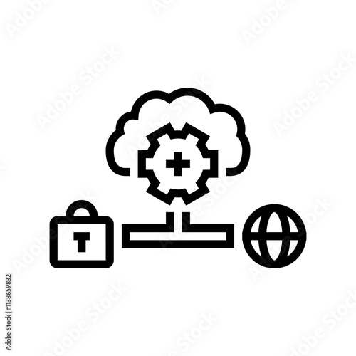 hybrid cloud computing line icon vector. hybrid cloud computing sign. isolated contour symbol black illustration