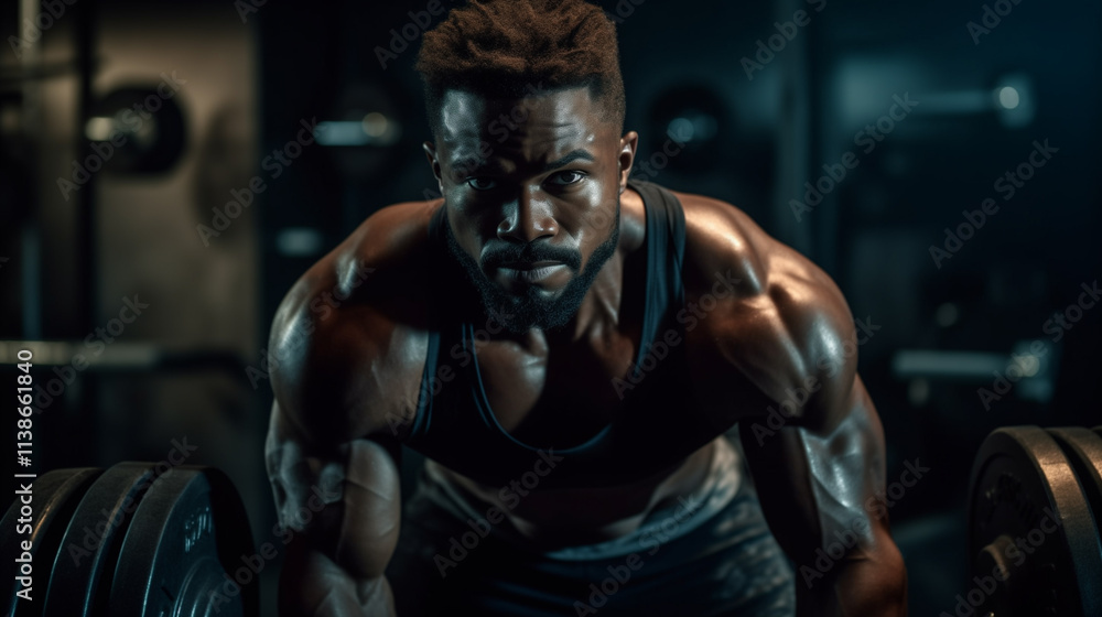 A strong man working out at the gym. A strong man working out at the gym.