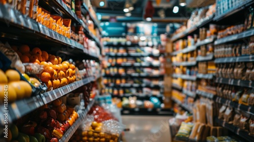 Wallpaper Mural Grocery store aisle filled with fresh produce and packaged goods Torontodigital.ca
