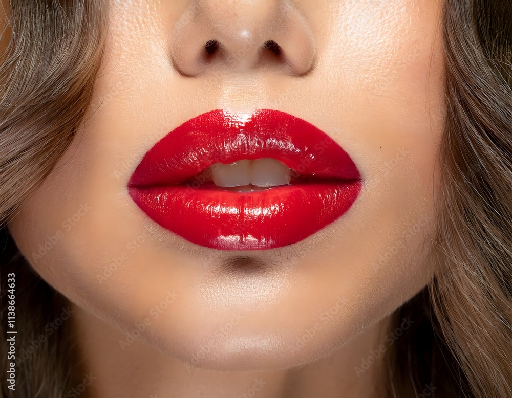 Fototapeta premium Close-up of Woman with Red Lipstick