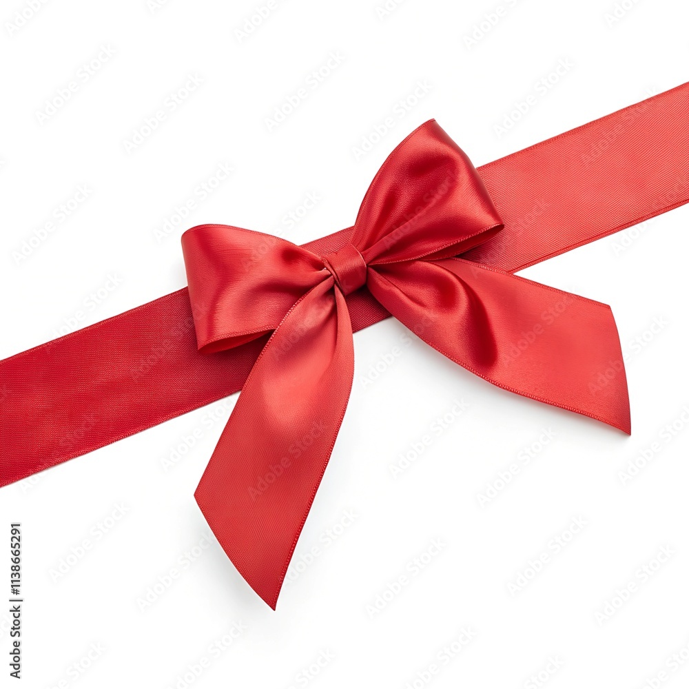 Red satin ribbon with bow isolated on white, top view
Red satin ribbon with bow isolated on white, top view