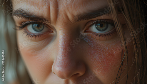 angry woman close up, raw emotions