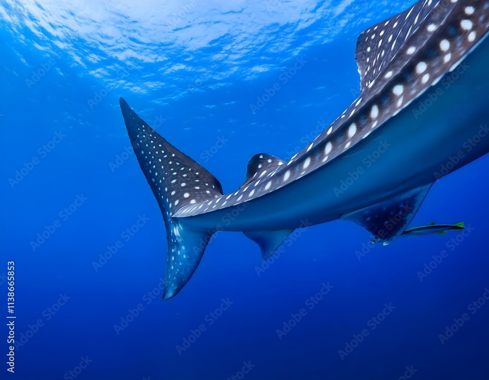 Naklejka premium Whale Shark Caudal Fin and Posterior in Ocean Environment
