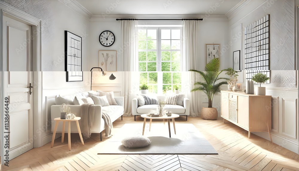 Fototapeta premium Serene Greenery View Living Room