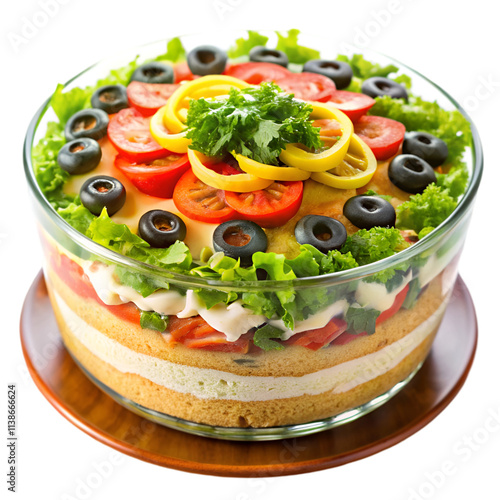 homemade mexican seven layer dip on transparent background photo