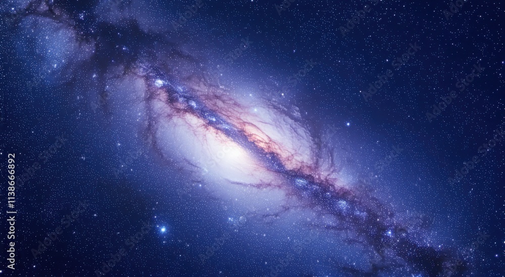 Fototapeta premium Galaxy with a spiral galaxy like structure and a star filled sky