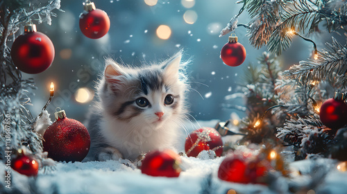 Christmas kitten