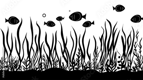 Eelgrass underwater in a coastal marine environment, Plant Digital Art