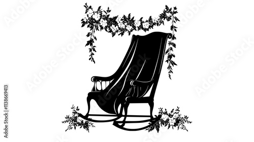 Flower garland draped over the back of a rocking chair, Plant Digital Art