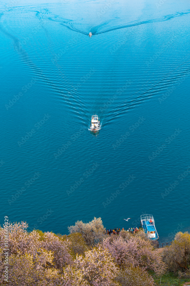 Akdamar Island in Van Lake. The Armenian Cathedral Church of the Holy Cross - Akdamar, Turkey