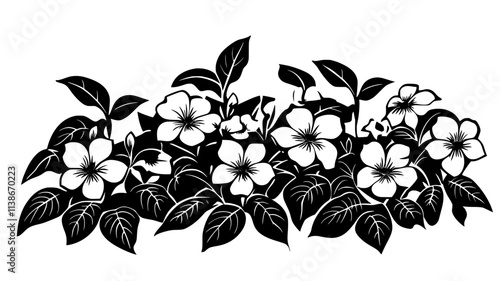 Impatiens plants with masses of flowers in a shade garden, Plant Digital Art