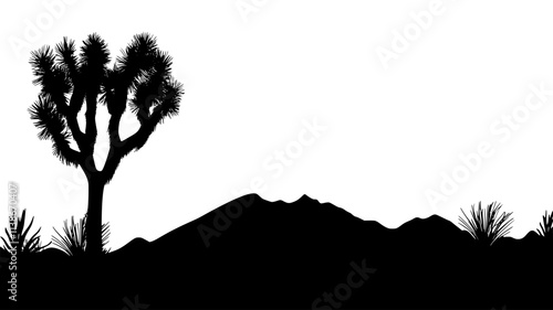 Joshua tree silhouette at dusk in the Mojave Desert, Plant Digital Art