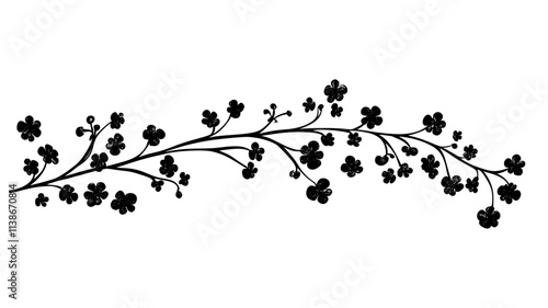 A long branch covered with small, clustered flowers arranged closely together, Plant Digital Art