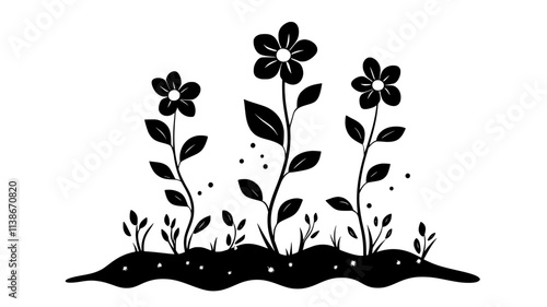 A low-growing plant with small, cupped flowers scattered across the ground, Plant Digital Art