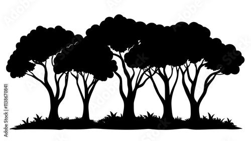 Mahogany trees with a spreading canopy in a tropical forest for hardwood lumber, Plant Digital Art