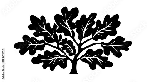Oak tree with broad leaves in temperate forest, Plant Digital Art
