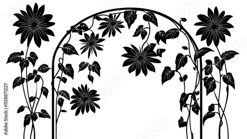 Passionflower vines climbing up a garden arch, Plant Digital Art
