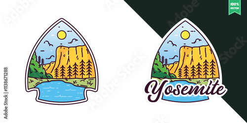 Yosemite national parks logo badge emblem colorful monoline
