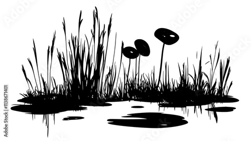 Pitcher plant in a bog surrounded by sphagnum moss, Plant Digital Art