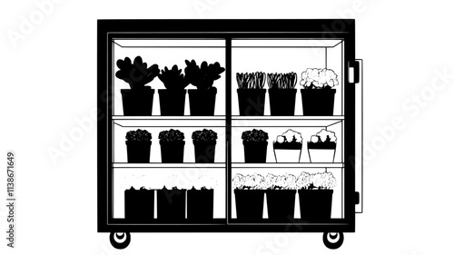 Refrigeration units filled with flowers prepared for floristry wholesale distribution, Plant Digital Art