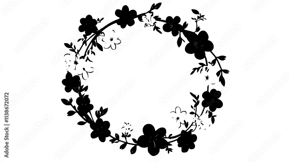 Fototapeta premium Simple flower crown with blossoms and greenery intertwined into a circular shape, Plant Digital Art