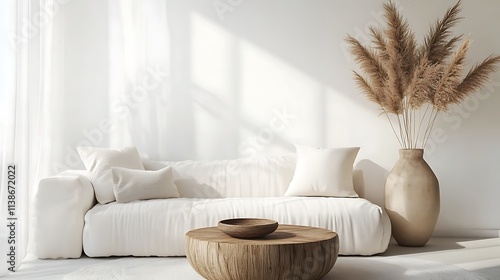 Beautiful Modern Living room Interior with furniture's ,mockup frame , posters, wall -3d Rendering