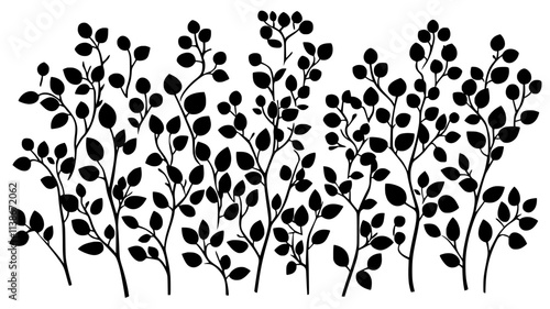 A shrub with small, cup-shaped flowers scattered across the foliage, Plant Digital Art