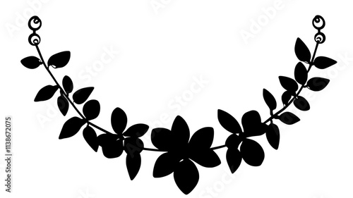 Simple flower necklace created by binding blossoms and leaves into a wearable form, Plant Digital Art