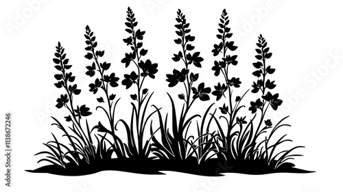 Snapdragons blooming in a flower bed bordering a driveway with fresh soil, Plant Digital Art