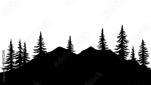 Spruce forest stretching across northern terrain, Plant Digital Art
